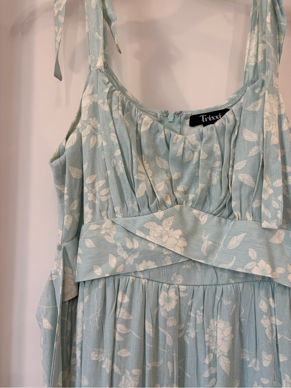 Trixxi Light Mint Maxi Dress with White Floral Print - Picture 2 of 5